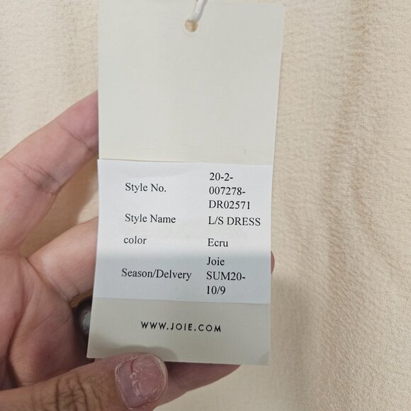 NWT Joie Mini Dress Ecru Size Small Long Sleeve *SAMPLE* - Picture 5 of 9